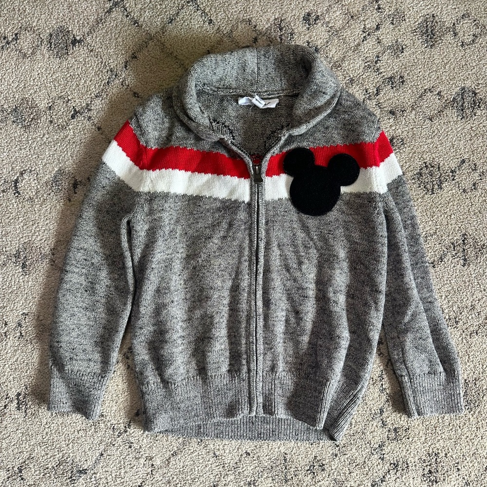 GAP x Disney Mickey Mouse Zip-Up Knit Sweater Size 5